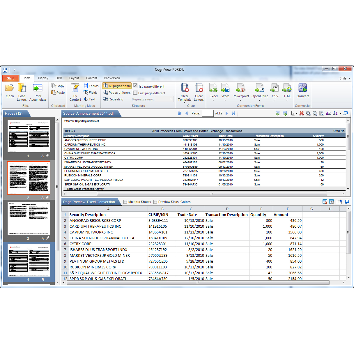 CogniView PDF2XL